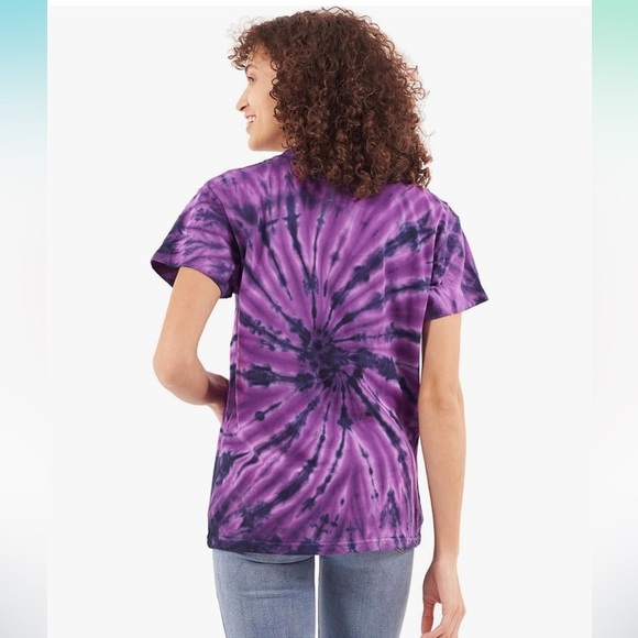 Mens Brisco Brands Purple/Navy/White Spider Tie Dyed Tee - Picture 2 of 2